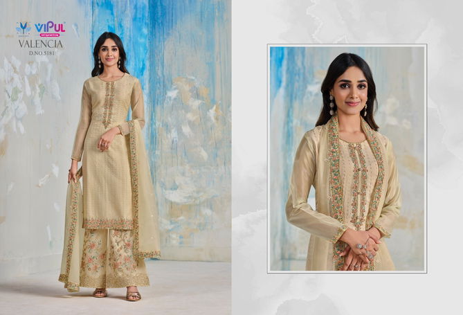 Valencia By Vipul Organza Heavy Designer Salwar Suits Catalog